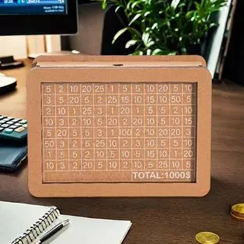 500/1000/2000/3000/5000/10000 Euro Piggy Bank Handmade Wooden Saving Money Box Coin Storage Case Saving Money Goals Numbers Box