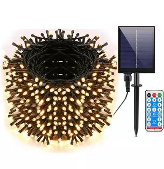 500/1000 LED Solar Christmas Lights With Remote Outdoor Solar String Light Waterproof Solar Fairy Light for Tree Garden Decor 12M 100LEDS теплый белый