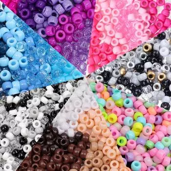 500/1000 штук акриловых бусин-ведро, браслет дружбы из разноцветных бусин, браслет-ожерелье из бусин 6x9 мм, украшение для вечеринки 500pcs