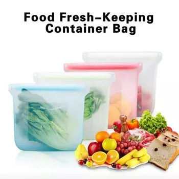 500/1000 мл пищевой мешок многоразовый самогерметизирующийся герметичный силиконовый мешок для сохранения свежести фруктов мяса кухонный гаджет 1000ML зелёный