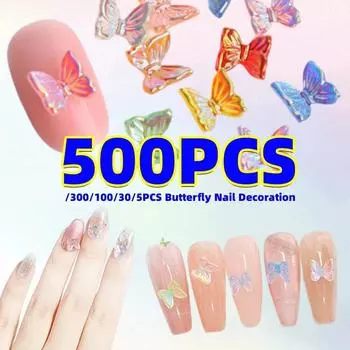 500/300/100/30/5 шт. 3D блестящий сплав для ногтей украшение в виде бабочки кристалл горный хрусталь циркон украшения для ногтей украшения для ногтей для женщин и девочек 100pcs белый
