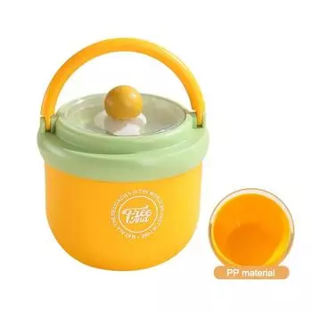 500/600ml Soup Cup Stainless Steel Sealed Bowl Milk Containers For Breakfast Oat Milk Fruit Salad Orange-PP