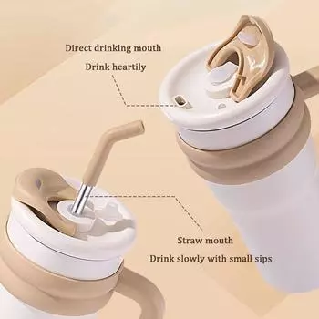 500/700 Big Mac Ice King Cup 316 Stainless Steel Large Capacity Insulated Cup Mini Car Cup Handle Straw Coffee 500-1000ml