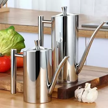 500/700ml Stainless Steel Oilcan Large Capacity Dustproof Olive Oil Seasoning Storage Container Barbecue Tools Kitchen Utensil