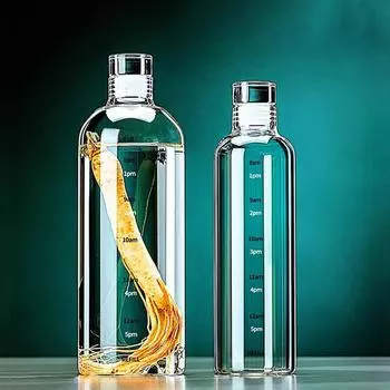 500/750/1000 мл стеклянная спортивная бутылка для воды со шкалой времени портативный контейнер для воды герметичная бутылка для заваривания вина бутылка для воды на открытом воздухе