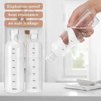500/750 мл пластиковая бутылка для воды с маркером времени крышка для питья воды большая емкость прозрачный стакан для молока и сока подарок на день рождения 500-750ml