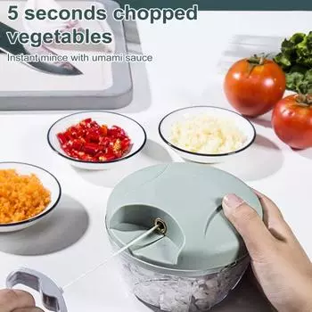 500/900 мл мешалка для чеснока, ручной кухонный комбайн, измельчитель овощей, ручная веревка, резак для лука для овощей, фруктов, орехов, трав, легко очищаемый кухонный инструмент