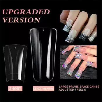 500 элементов нейл-арта, элементы ногтей в форме утконосов Short duck bill nail 500 transparent color