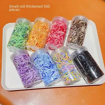 500 черных высокоэластичных резинок для детских резинок для волос - утолщенные, маленькие, одноразовые кольца