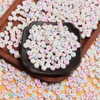 500 г 2500 шт. 7 мм Ювелирные аксессуары смешанный арабский алфавит-разделитель DIY свободные бусины плоские бусины разноцветный