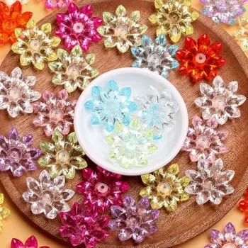 500 г 31 мм около 155 шт. для изготовления браслетов и сережек цветок лотоса свободные бусины DIY ювелирные аксессуары акриловый кристалл прозрачный