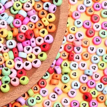 500 г 7 мм акриловые бусины сплошного цвета ожерелье браслет изготовления свободные бусины в форме сердца DIY ювелирные аксессуары разноцветный