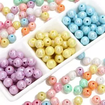 500 г акриловые однотонные ослепительные круглые бусины для самостоятельного изготовления ожерелий, браслетов, сережек, ювелирных изделий 10mm 960pcs розовый/оранжевый