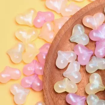 500 г DIY ожерелье кулон аксессуары бусины с бантом и горизонтальным отверстием для изготовления ювелирных изделий бусины в форме сердца с вертикальным отверстием флуоресцентный цвет Heart разноцветный