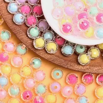500 г Круглый 8/10 мм прозрачный акрил граненый DIY изготовление ювелирных изделий свободные бусины креативный кулон-сэндвич карамельного цвета ожерелье браслет 8mm разноцветный