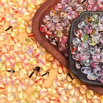 500 г, около 1420 шт. для изготовления ювелирных изделий, 9*11 мм, прозрачные 9 цветов, свободные бусины-разделители, акриловые бусины в виде сердца, аксессуары для браслета «сделай сам»