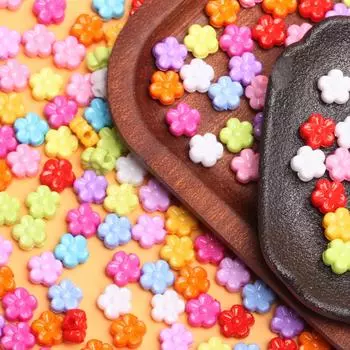 500 г около 1850 шт. 9 мм DIY акриловые бусины в форме цветка ярких цветов, аксессуары для ювелирных изделий, свободные бусины-разделители, сплошной цвет разноцветный