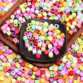 500 г около 2000 шт. аксессуары 7 мм свободные бусины акриловые квадратные DIY ювелирные изделия однотонное ожерелье браслет кулон