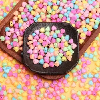 500 г, около 3100 шт., 7*8 мм, ручная работа, сделай сам, подвески для изготовления ювелирных изделий, прозрачные бусины-прокладки, акриловое ожерелье, в форме сердца, сэндвич-браслет