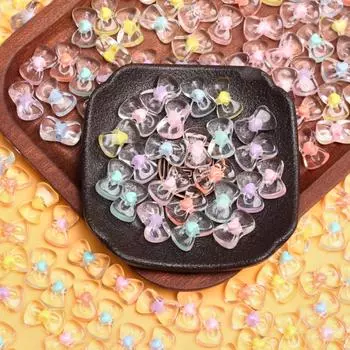500 г, около 600 шт., 10*16 мм, бусины с бантом, созданные для изготовления ювелирных изделий, сердечки ручной работы, прозрачные свободные бусины, материалы для бисероплетения, акрил, сделай сам