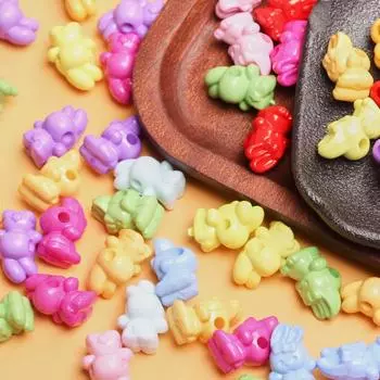 500 г/пакет, около 300 шт., DIY детские ювелирные изделия, кулон, сплошной цвет, акриловые бусины, мультяшный кролик, свободные бусины, аксессуары для украшений для волос ручной работы