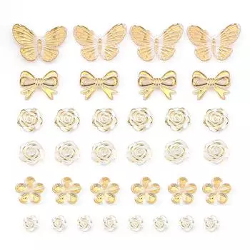 500 г/пакет Золотая фольга ABS жемчужные бусины смешанные розы цветок бабочка лист шарм кулон для DIY ювелирных изделий ремесла 500g чистый