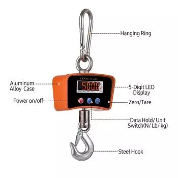 500 кг/1102 фунта цифровые светодиодные подвесные весы портативные сверхмощные крановые весы 1500 мАч перезаряжаемые UK Plug оранжевый