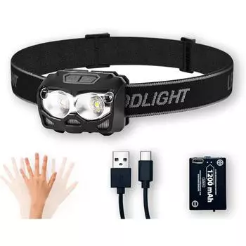 500 люмен USB-C перезаряжаемый налобный фонарь светодиодный налобный фонарь водонепроницаемый фонарик налобный фонарь для кемпинга бег велоспорт рыбалка налобный фонарь чёрный