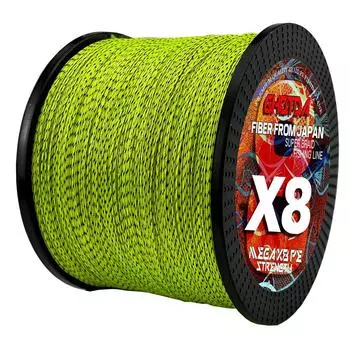 500 м 8-прядная плетеная леска с крючком, мультифиламентная полиэтиленовая рыболовная веревка, пятнистая невидимая соленая вода для ловли карпа 22lb жёлтый