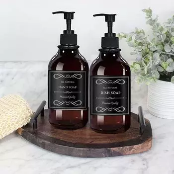500 мл/16,9 унций, 2 шт., дозатор для мытья тела, мыла для рук и мыла для мытья посуды с насосом, бутылка для мыла для ванной комнаты с 6 водонепроницаемыми этикетками