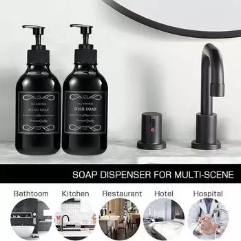 500 мл/16,9 унций, 2 шт., дозатор для мытья тела, мыла для рук и мыла для мытья посуды с насосом, бутылка для мыла для ванной комнаты с 6 водонепроницаемыми этикетками