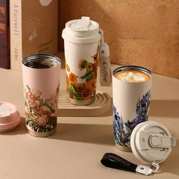 500 мл/17 унций SUS316 Кофейная чашка из нержавеющей стали с соломинкой Портативный стакан-термос Бутылки для воды Copo Бутылка с вакуумной изоляцией 500ml-17oz