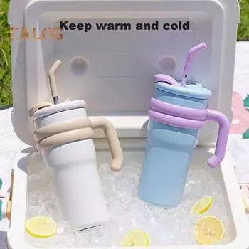 500 мл/700 мл термокружка из нержавеющей стали для двух напитков с ручкой и соломинкой портативная герметичная дорожная кружка для мальчиков и девочек 500ML светло-синий