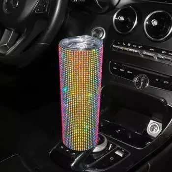 500 мл Автомобильная бутылка с бриллиантовым кристаллом, бутылка для воды из нержавеющей стали, блестящие стразы, термосы, кофейная чашка, стакан, автомобильные аксессуары чёрный