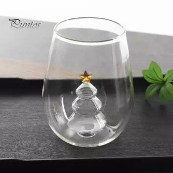 500 мл Бокал для рождественской елки 16 унций Бокал для вина без ножки для праздничных вечеринок Стеклянная посуда Праздничные 3D коктейльные бокалы Подарок для любителей вина A