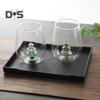 500 мл Бокал для рождественской елки 16 унций Бокал для вина без ножки для праздничных вечеринок Стеклянная посуда Праздничные 3D коктейльные бокалы Подарок для любителей вина C