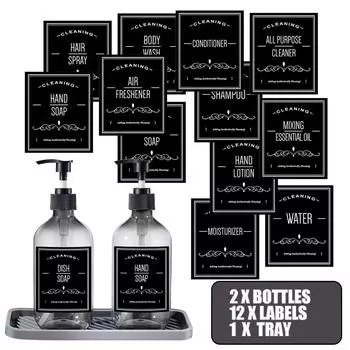 500 мл бутылки с насосом для лосьона, силиконовый лоток, 12 этикеток, наклейка, мыло для рук и дозатор мыла для посуды с насосом, бутылка для мыла Set 3