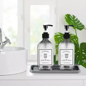 500 мл бутылки с насосом для лосьона, силиконовый лоток, 12 этикеток, наклейка, мыло для рук и дозатор мыла для посуды с насосом, бутылка для мыла Set 3