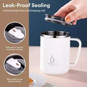 500 мл чашка для кофе из нержавеющей стали с вакуумной изоляцией и ручкой, термостойкая посуда для напитков, двухслойная кружка для молока 500ml чёрный