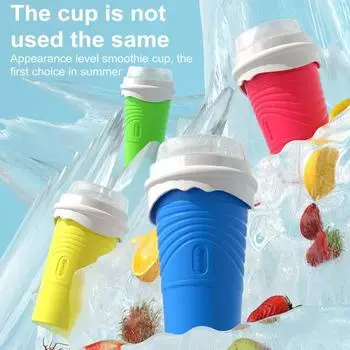 500 мл чашка для приготовления слизи с ложкой и соломинкой, домашний молочный коктейль, мороженое, смузи, охлаждающая чашка, портативная пищевая силиконовая чашка для приготовления слякоти