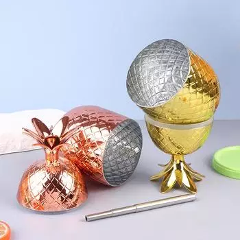 500 мл чашки с ананасом, пластиковый стакан для коктейлей, чаша для питья, кружки для пива, чашки с ананасом, барные инструменты медный