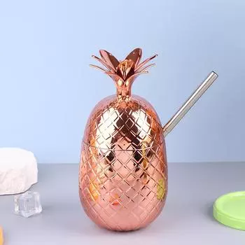 500 мл чашки с ананасом, пластиковый стакан для коктейлей, чаша для питья, кружки для пива, чашки с ананасом, барные инструменты медный