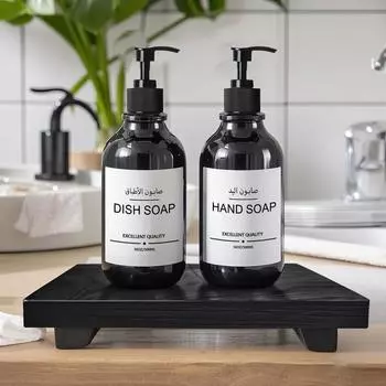 500 мл черный флакон для мыла и мыла для посуды дозатор для ванной комнаты с этикеткой/держателем/подносом многоразовый флакон для шампуня Type 1