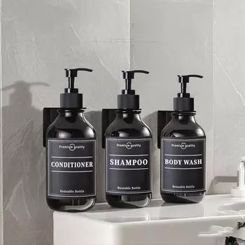 500 мл держатель для бутылок с гелем для душа, регулируемый держатель для бутылок с шампунем, дозатор мыла для рук с этикеткой, настенный, с перфорацией Type 1