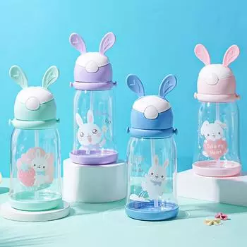 500 мл Детская чашка-непроливайка для воды с милым мультяшным рисунком, с трубочками для девочек, без воды, для отдыха на природе K0T4 blue-500ml