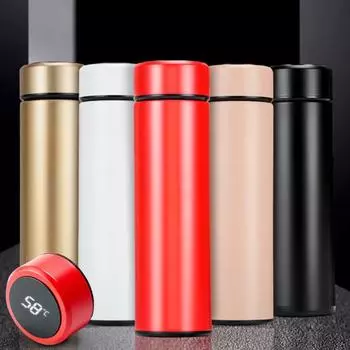 500 мл дисплей температуры из нержавеющей стали сенсорный экран термобутылка для воды чёрный