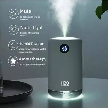 500 мл домашний настольный беспроводной ультразвуковой увлажнитель воздуха, портативный мини-увлажнитель, срок службы батареи 2000 мАч белый