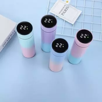500 мл градиентный цвет из нержавеющей стали 304, интеллектуальная изоляционная чашка, портативная вакуумная бутылка, изоляционный интеллект, дисплей температуры 401-500ml чёрный