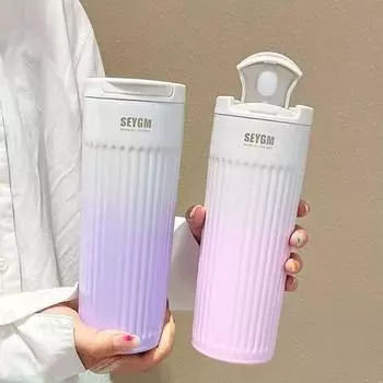 500 мл градиентный термос из нержавеющей стали для кофе, термокружка, герметичные термосы, кофейная чашка для девочек, дорожная кружка 500ml