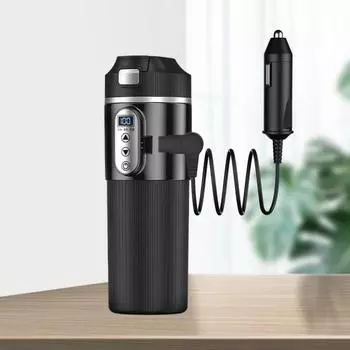 500 мл Интеллектуальная нагревательная чашка для путешествий в автомобиле с интеллектуальным контролем температуры, автомобильная нагревательная чашка с ЖК-дисплеем, портативный чайник 500ML чёрный